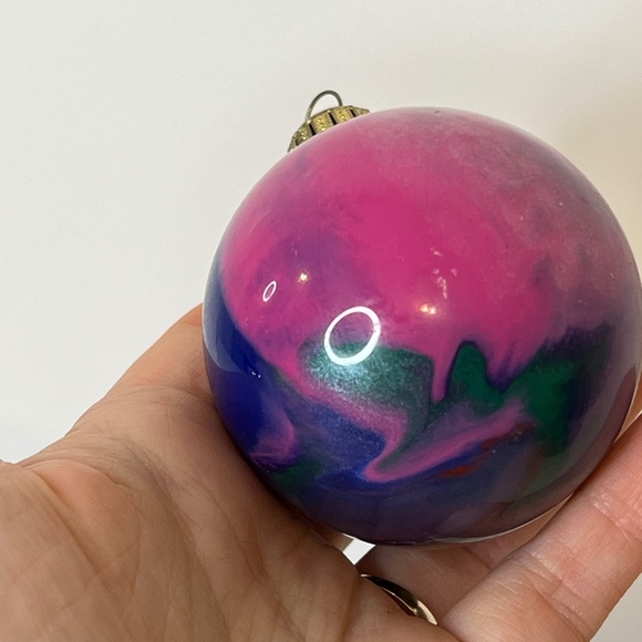 Vintage Swirl Multicolour Tie Dye Christmas Ornaments Made In U.S.A - Picture 11 of 16